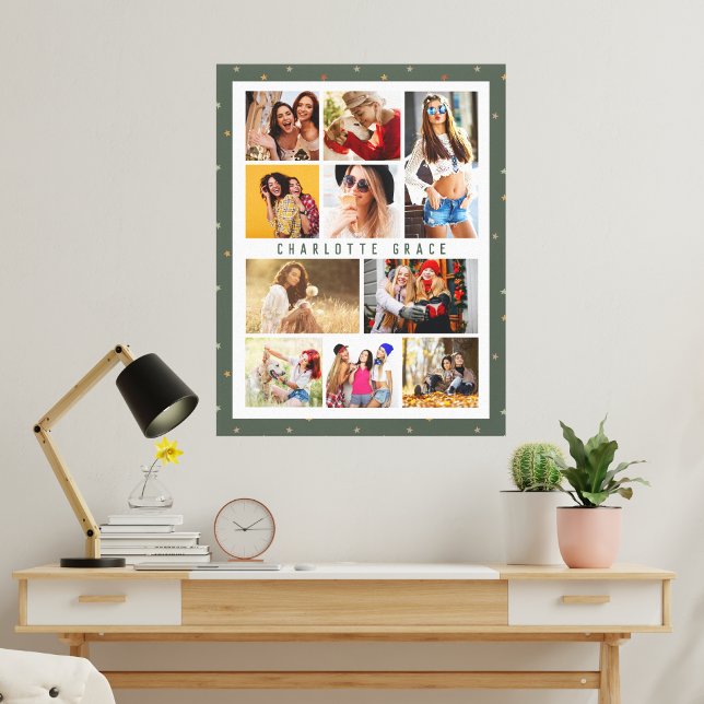 Toile 10 Photo Étoiles modernes Stylish Nom vert (Créateur téléchargé)
