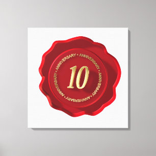 Toile 10e anniversaire sceau de cire rouge