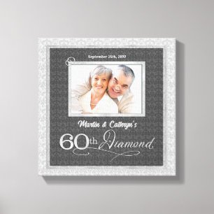 Toile 11x11 60e anniversaire avec photo de date et noms