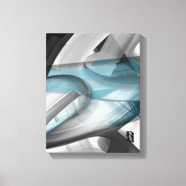 Toile 11x14" Trend Abstract Art Canvas Black White Blue (Recto)