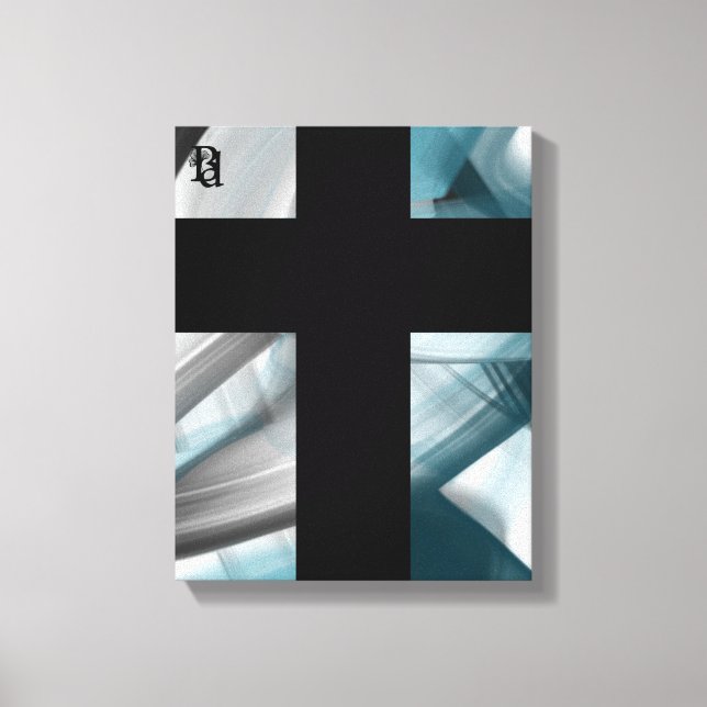 Toile 11x14" Trend Abstract Art Canvas Black White Blue (Recto)