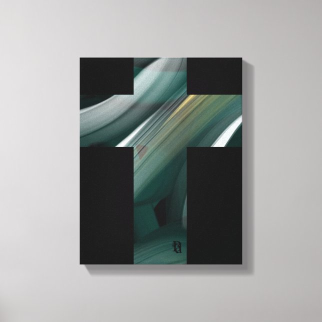Toile 11x14" Trend Abstract Art Canvas Black White Green (Recto)
