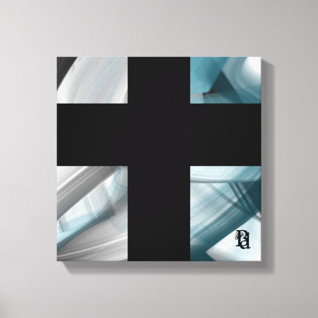 Toile 12x12" Trend Abstract Art Canvas Black White Blue (Recto)
