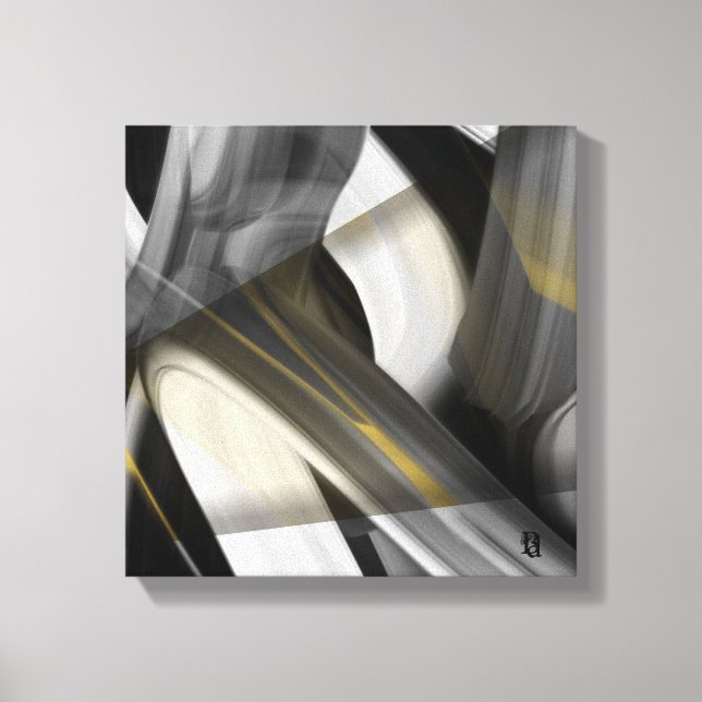 Toile 12x12" Trend Abstract Art Canvas Black White Gold (Recto)