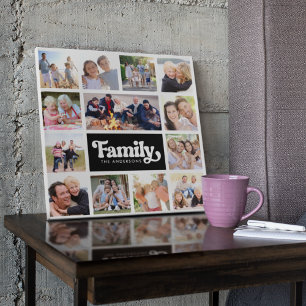 Toile 13 Photos Collage Famille Monogramme