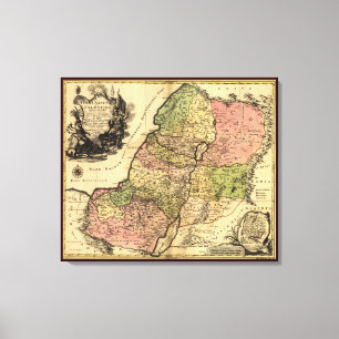 Toile 1759 Carte De L'Ancien Israël Avec Les 12 Tribus