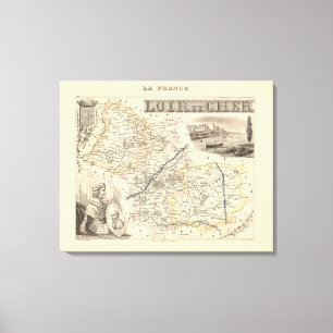 Toile 1858 Carte de Loir et Cher Département, Poster Fra