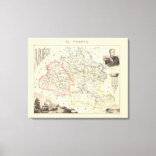 Toile 1858 Carte du département d'Ariège, Poster de Fran