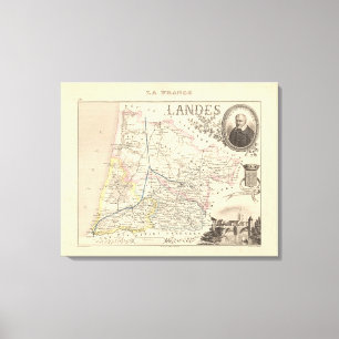 Toile 1858 Carte du département des Landes, Poster de Fr