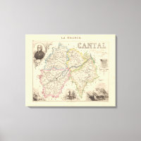 1858 Carte du département du Cantal, Poster de Fra
