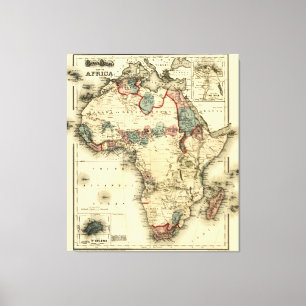 Toile 1874 Map of Africa Antique African Print