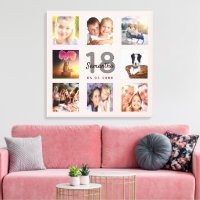 18e anniversaire rose or nom photo collage