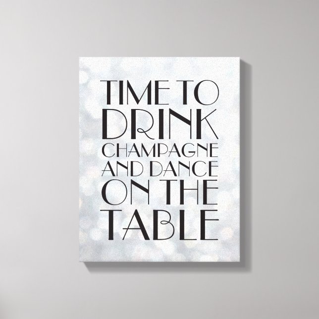 Toile 1920's Time to Drink Champagne Canvas argent (Recto)