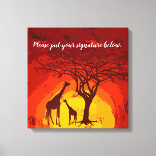 Toile 20"x20" Signature Canvas African Safari Giraffe Su