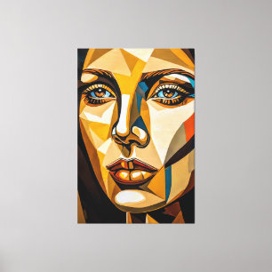 Toile 23_005, Portrait Woman, Cubist Abstrait Art
