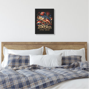 Toile 250 Amérique 1776 2026 Pêche à la basse USA Drapea