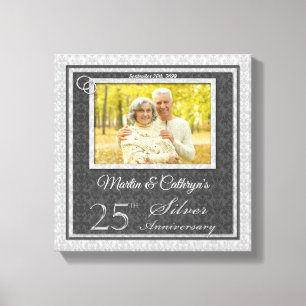 Toile 25e anniversaire 12x12 Photo personnalisée