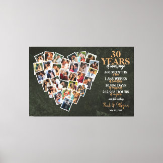 Toile 30e Anniversaire de Mariage Collage de Photos en F