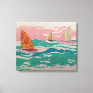 Toile 3 voiliers sur l'eau - Art en technique mixte