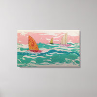 3 voiliers sur l'eau - Mixte Media art