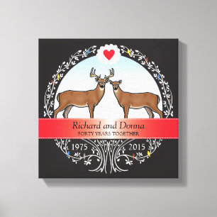 Toile 40e anniversaire de Mariage personnalisé, Buck & D