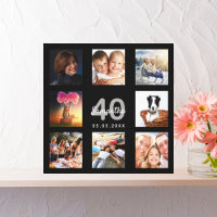 40e anniversaire noir nom photo collage