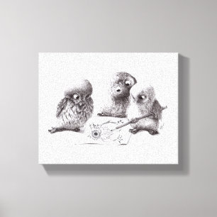 Toile 4 Funny Owls