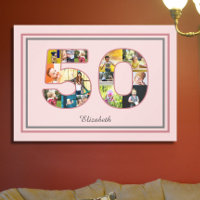 50e anniversaire de fête Photo Collage Dusty Blush