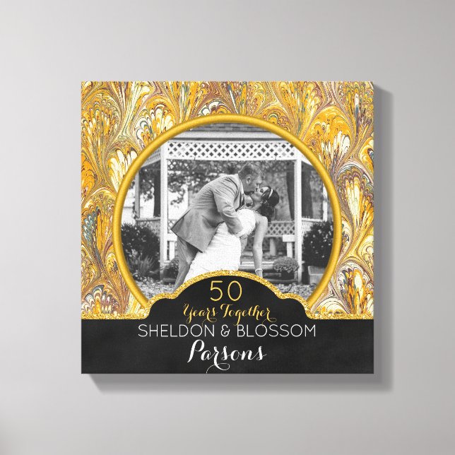 Toile 50e anniversaire de Mariage Photo Gold 50 ans (Recto)