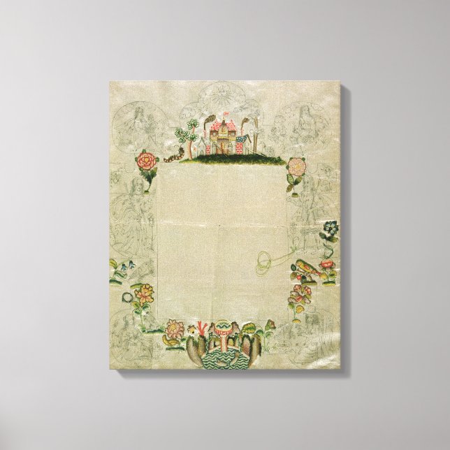 Toile 53 : Cadre miroir, broderie inachevée en couleur (Recto)
