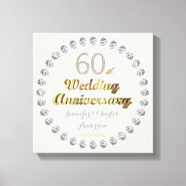 Toile 60e Anniversaire du Mariage diamant Typographie de (Recto)