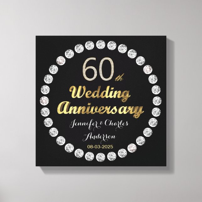 Toile 60e Anniversaire du Mariage diamant Typographie de (Recto)