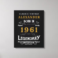 60e anniversaire personnalisé Né en 1961 Noir Vint
