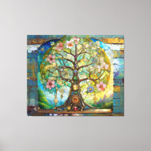 Toile 7 Chakra Fleurissant Arbre De Vie