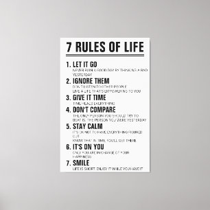 Toile 7 règles de citation motivante de vie de script mo