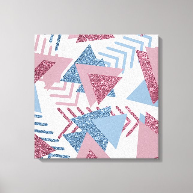 Toile 80s Abstrait lunaire | Dusty Mauve rose et bleu (Recto)