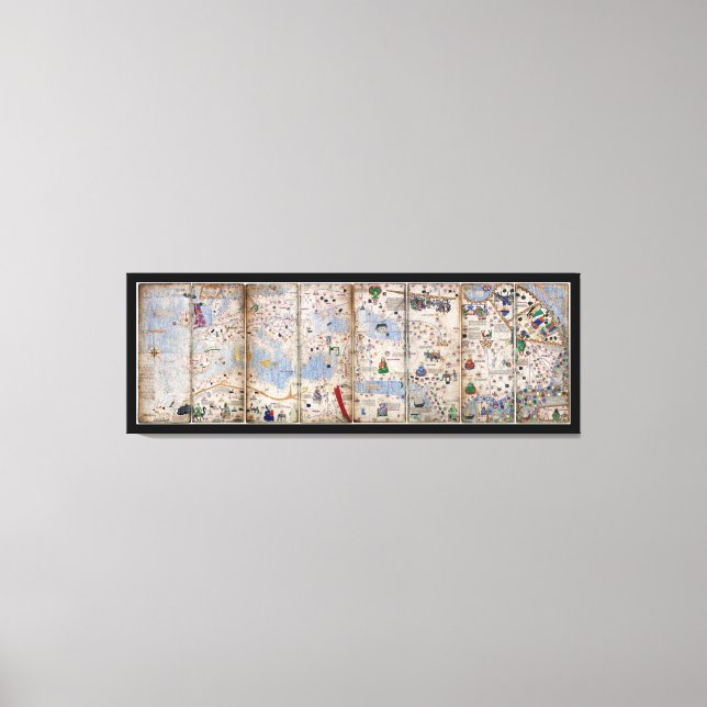 Toile 8 Panel Catalan Atlas par Abraham Cresques (1375) (Recto)