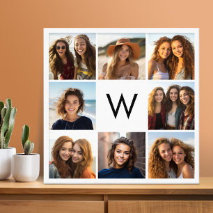 Toile 8 Photo Collage personnalisé Monogramme noir et bl