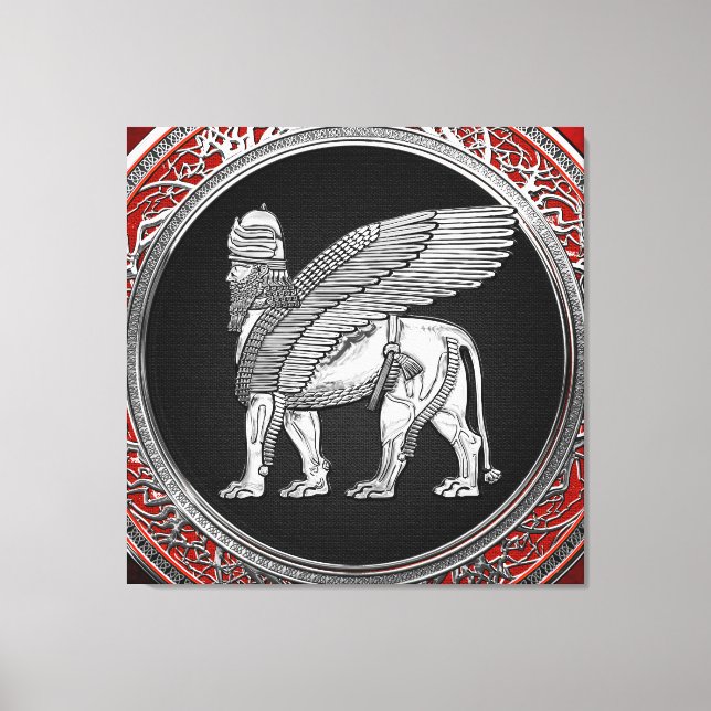 Toile [900] Lion ailé assyrien - Lamassu argenté (Recto)