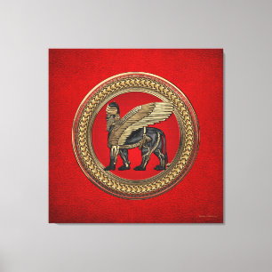 Toile [901] Lion ailé assyrien : Or et Lamassu noir
