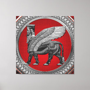 Toile [901] Taureau ailé assyrien : Argent et lamassu no