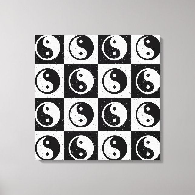 Toile À damiers blanc noir Yin-yang Zen Block Imprimer (Recto)