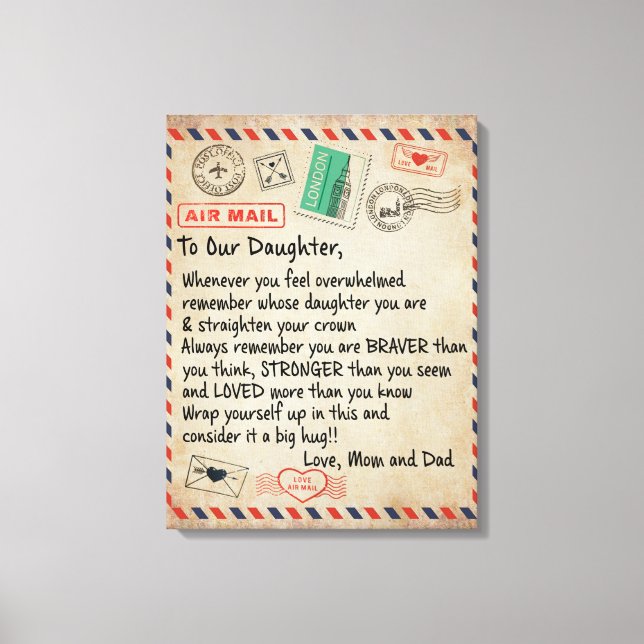 Toile À Mon Don Fille, Lettre D'Amour À Notre Fille (Recto)