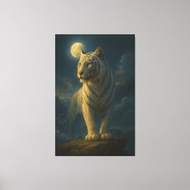Toile A serene and powerful white tiger painted in premi (Recto)