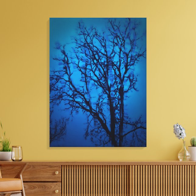 Toile À Travers Le Verre, Arbre de pleurs Bleu Art Abstr (Insitu(Salon))