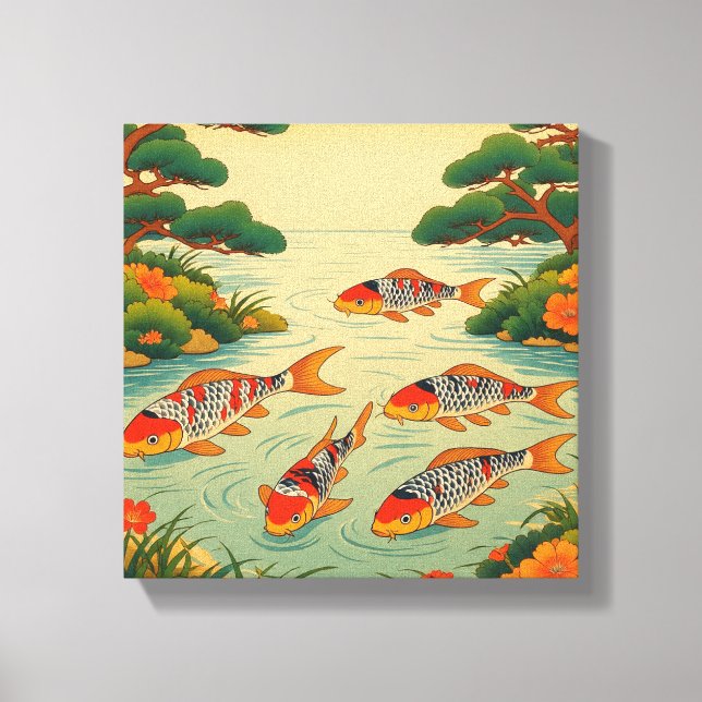 Toile A Vibrant Ukiyo-e Pond (Recto)