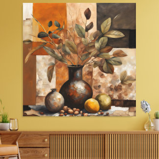 Toile Abstract Earthy Still Life - Terracotta & Olive