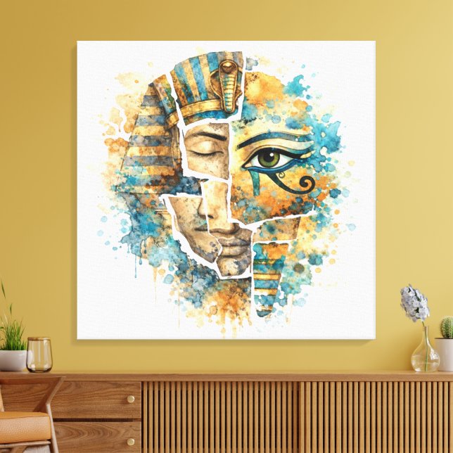 Toile Abstract Egyptian Pharaoh Art with Eye of Horus  (Insitu(Salon))