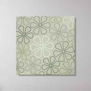 Toile Abstrait Big Flower Outlines Verts