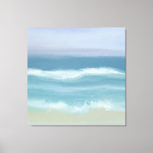 Toile Abstrait Bleu briser des vagues en aquarelle